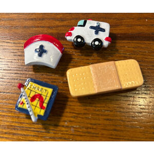 Unisex nurse or medical Themed button covers Set White/Red